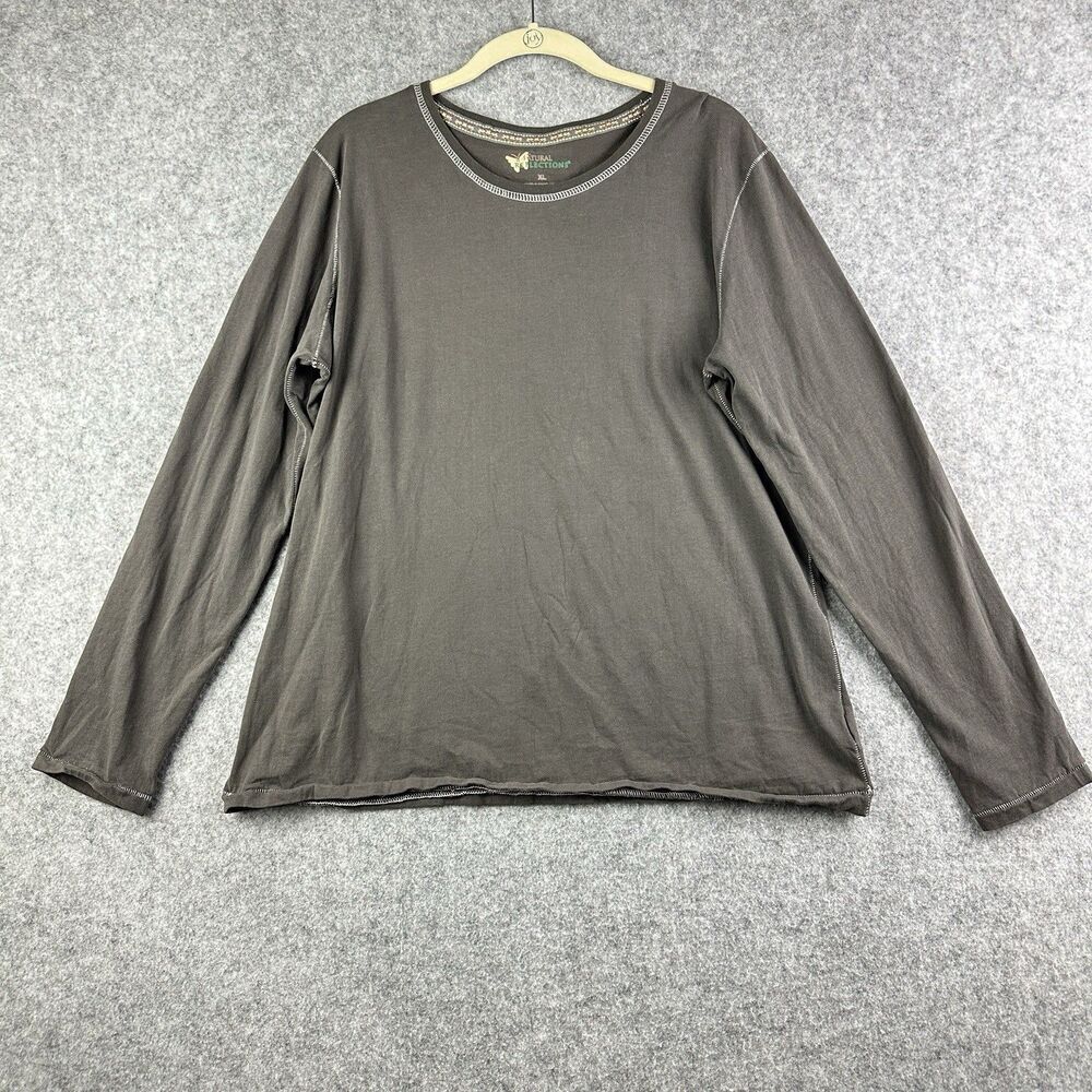Natural Reflections Moleskin Crew Neck Top Womens XL Brown LS Hiking Outdoors